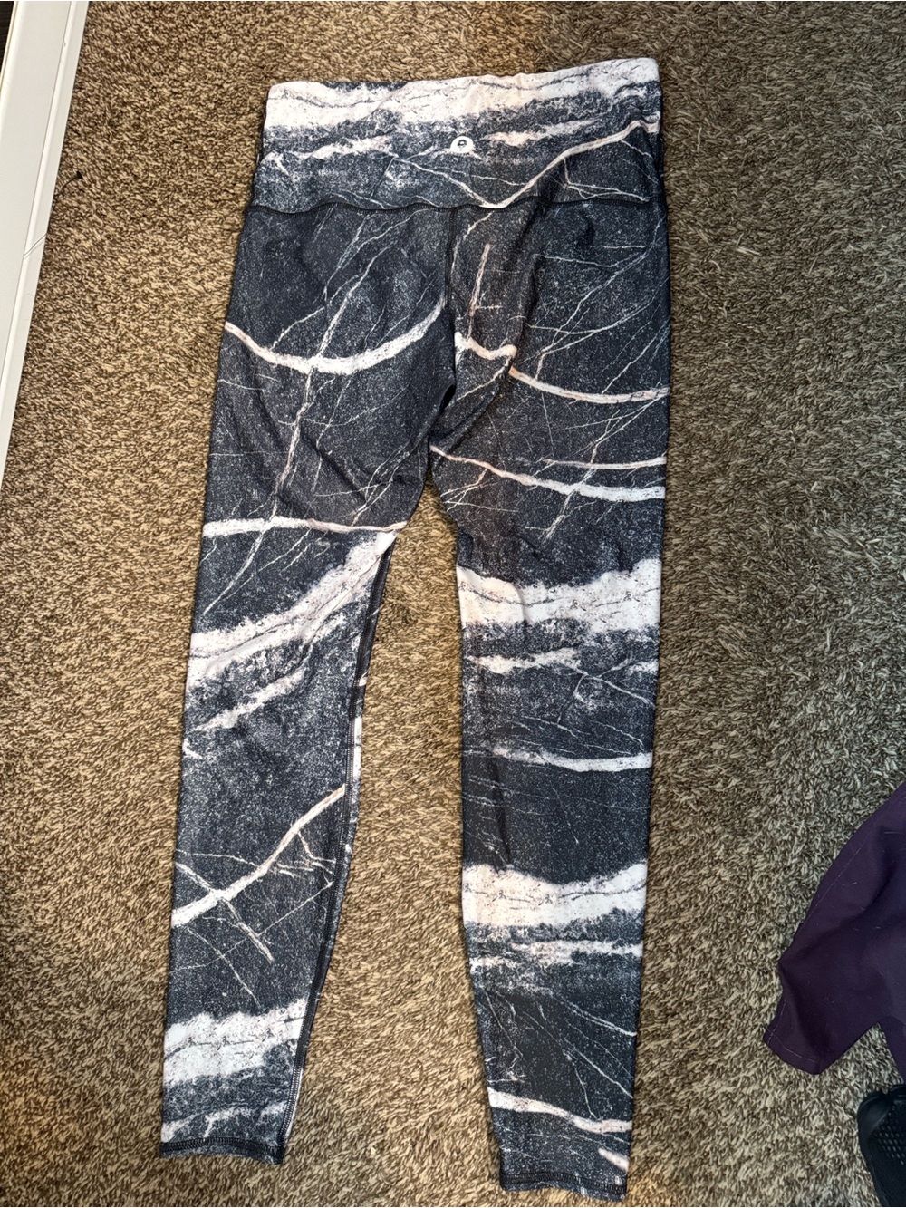 Gray Marble Print Leggings - Women